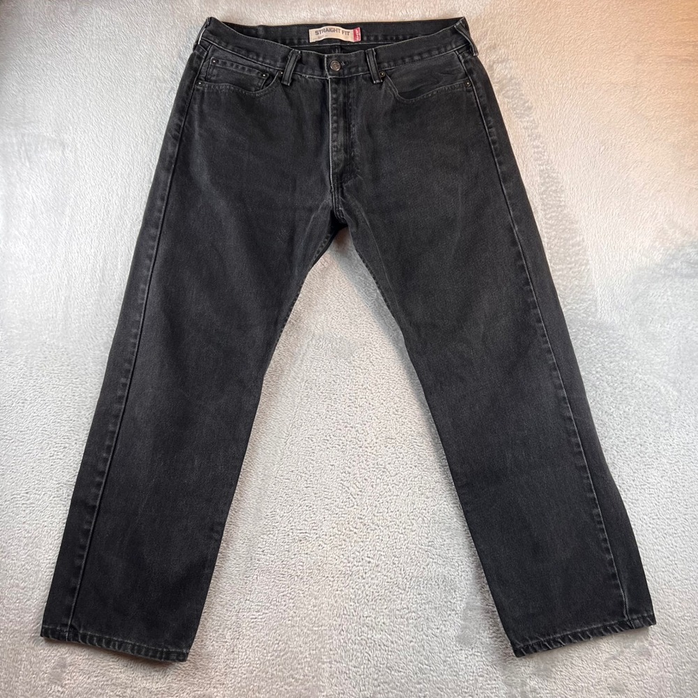 Levis 505 Straight Fit Mens Black Denim Jeans 36x30 00505-0260
